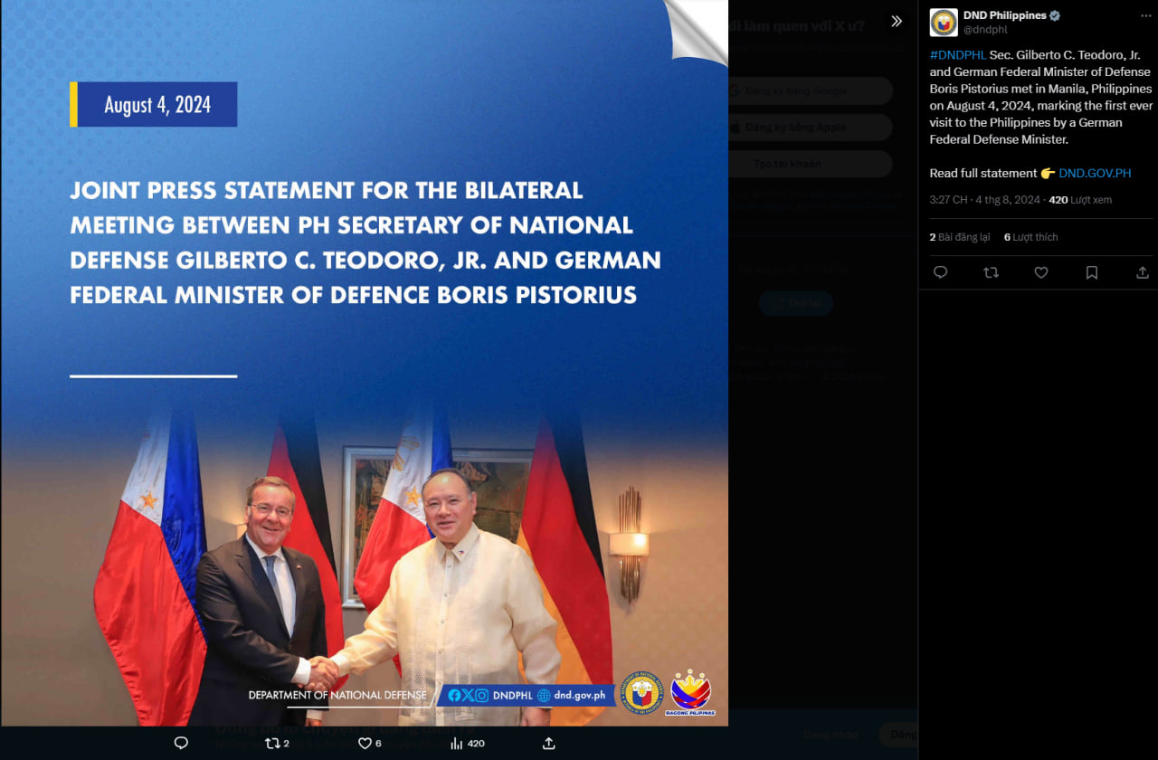 Tăng cường hợp tác quốc phòng với Đức, lời đáp trả của Philippines với Bắc Kinh?