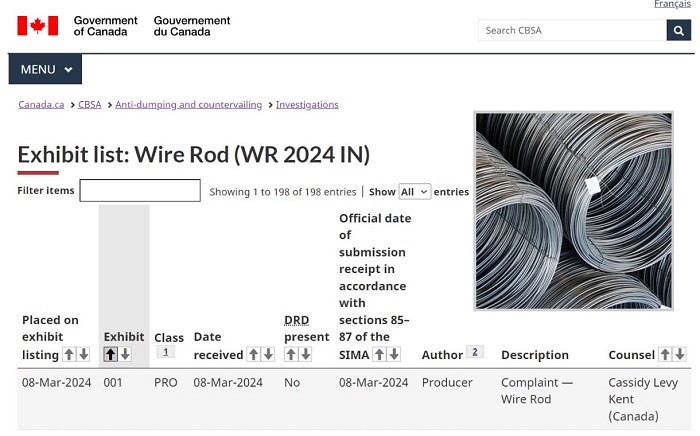 Canada: Kết luận cuối cùng về điều tra chống bán phá giá dây thép nhập khẩu nhiều quốc gia