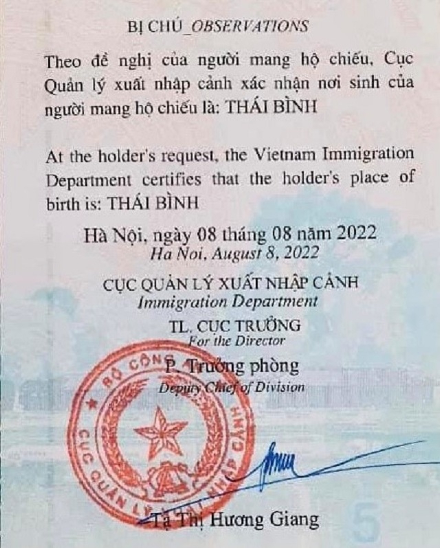 Hoa Kỳ thông báo chính thức về hộ chiếu mới của Việt Nam