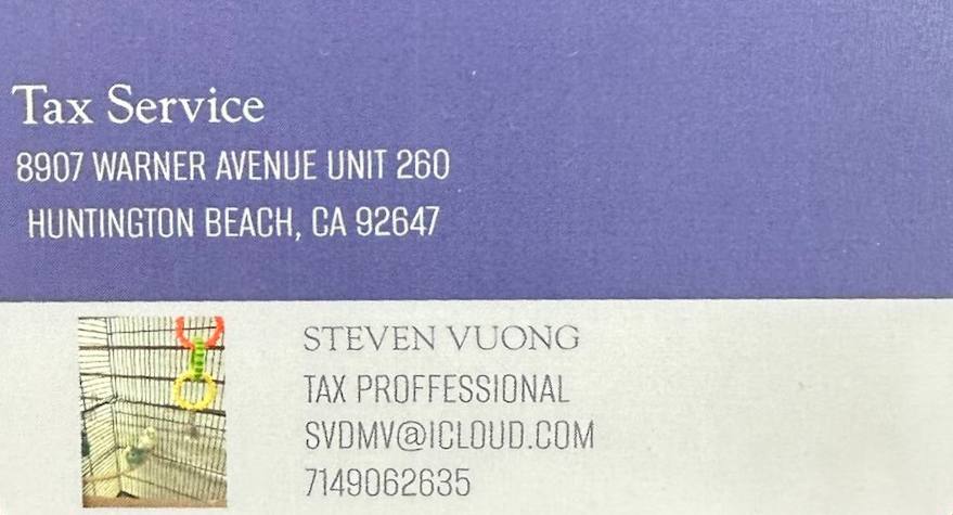 Steven Vuong – Dịch vụ khai thuế chuyên nghiệp tại Bang California 